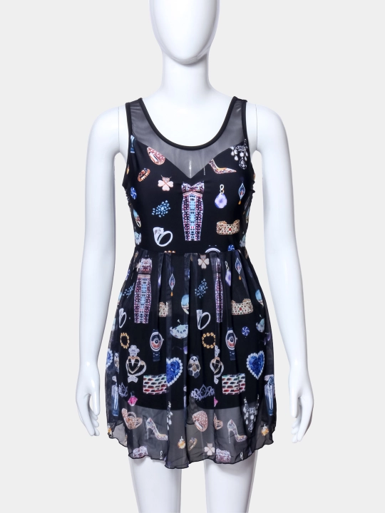 Ayollar suzish ko‘ylagi Mina JewelDream S-L, ochiq orqa, bifleks, ko‘krak 84-96 sm
