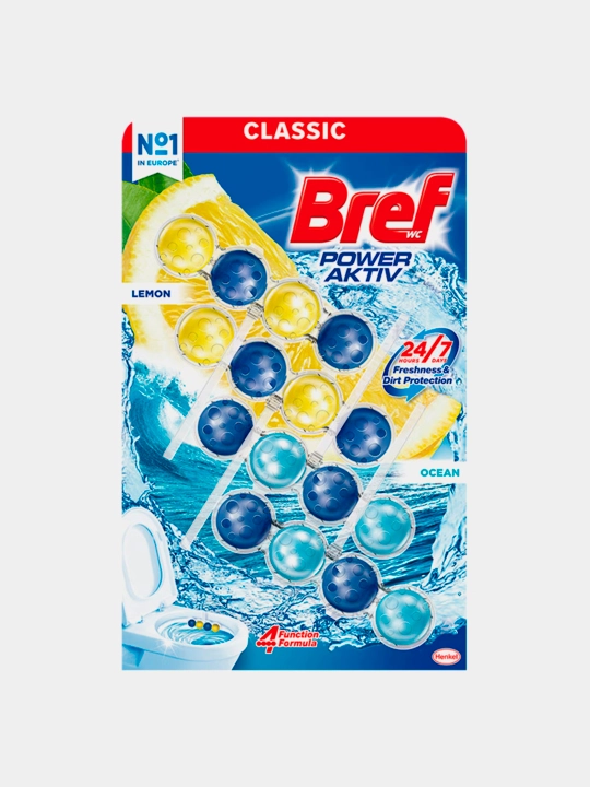 Bref Power Aktiv hojatxona bloki, Lemon/Ocean, 4x50 g