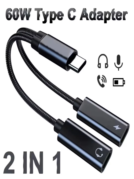 Адаптер для Samsung и iPhone, аудиоразъем Type-C и Lighting, кабель AUX - 