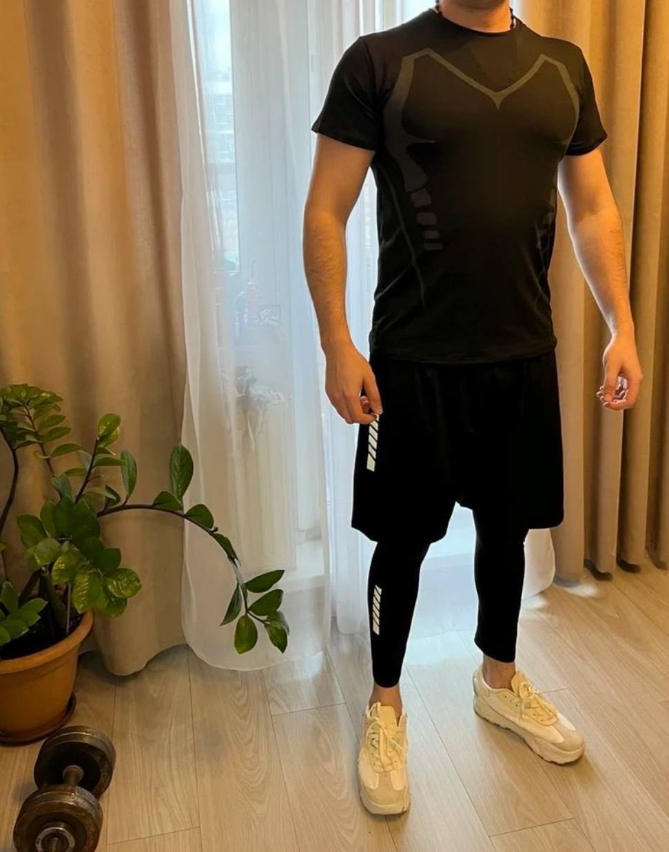 Rashgard sport kiyimlari, fitnes erkaklar kostyumi 5 tasi 1 da to'plam, zal termo kiyimlar