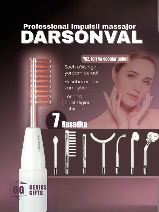Darsonval soch o'stirish, yuz va barcha tana parvarishi uchun elektr massajer