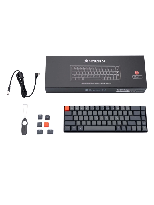 Keychron K6 simsiz mexanik klaviatura 68 Key Aluminum Frame Hot-Swap, RGB, K6W