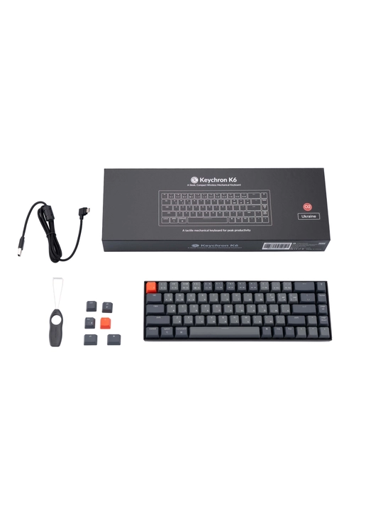 Simsiz o‘yin mexanik klaviatura Keychron K6 68 Key, White Led, Bluetooth, K6O