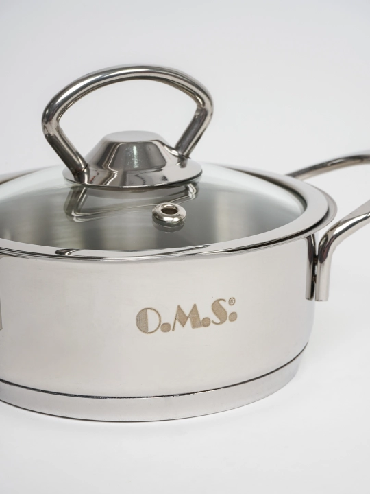 Кастрюля из нержавеющей стали со стеклянной крышкой O.M.S 2008