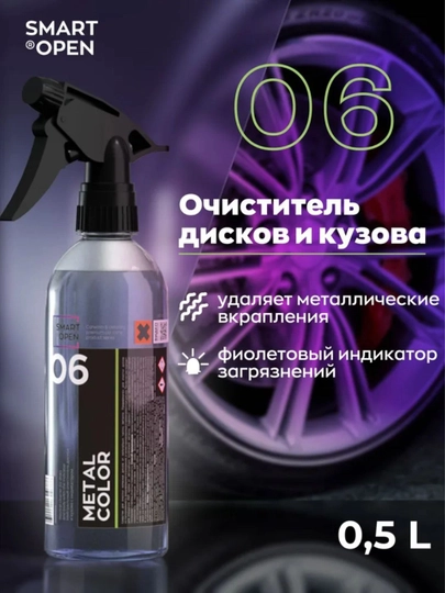 Очиститель дисков автомобиля и кузова от вкраплений Smart Open 06 METAL COLOR 0,5 л - 