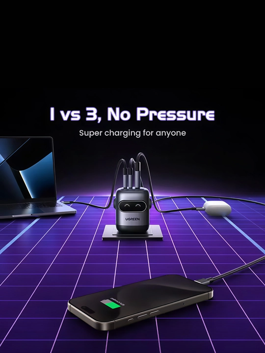Зарядное устройство UGREEN Nexode UNO ROBOT 65 Вт GaN