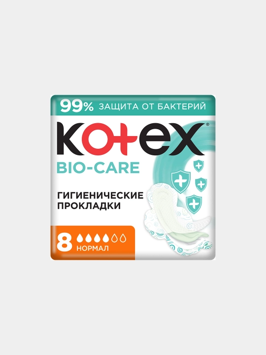 Прокладки женские Kotex Bio-Care Нормал, гигиенические, 8 шт