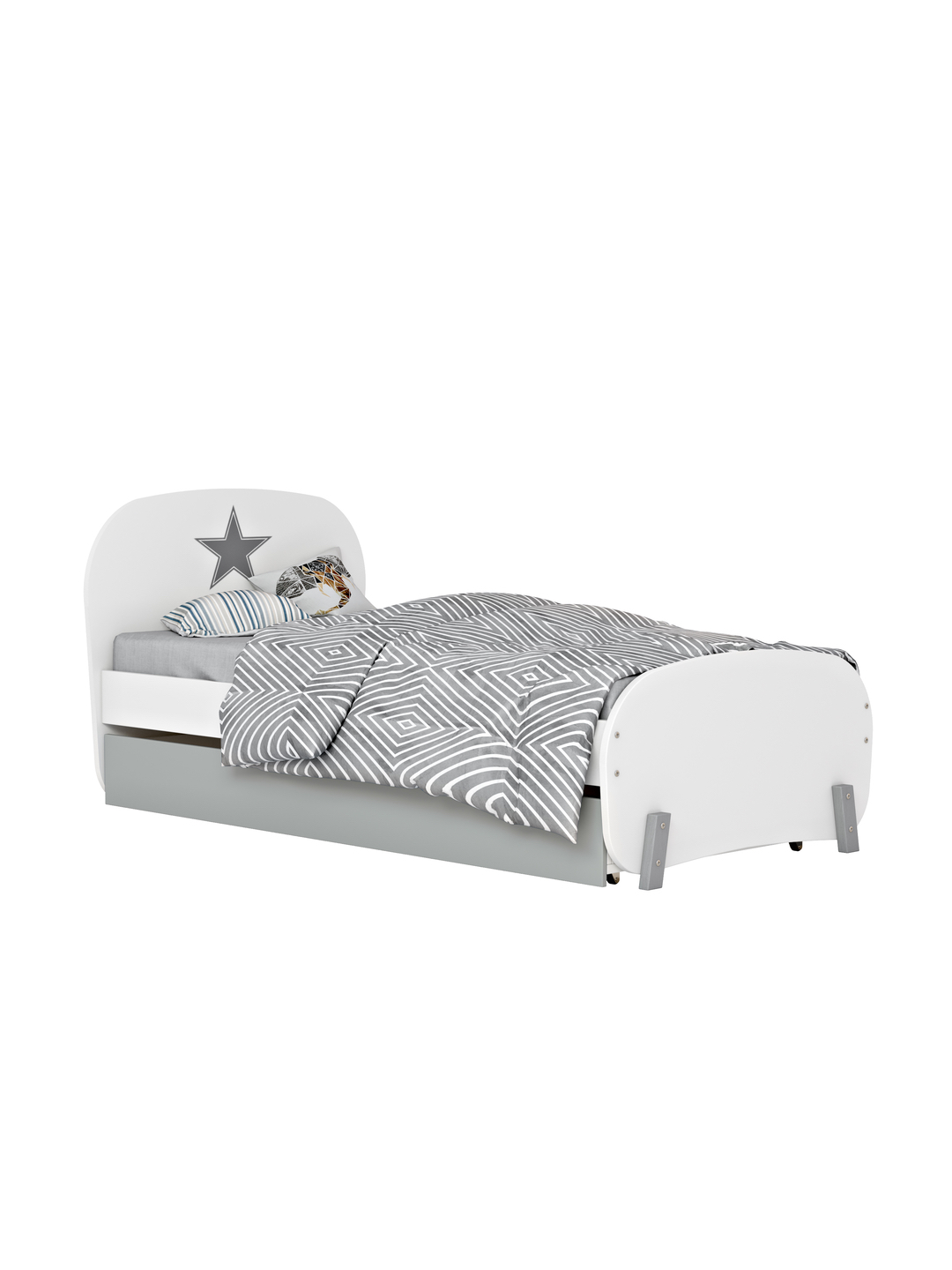 Кровать детская Polini kids Mirum 1915 c ящиком, белый / серый - 
