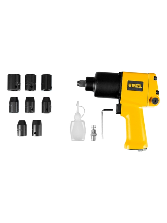 Darbeli kalit pnevmatik DENZEL IW860 + kallaklar to'plami 1/2", 7000 rpm, 57473