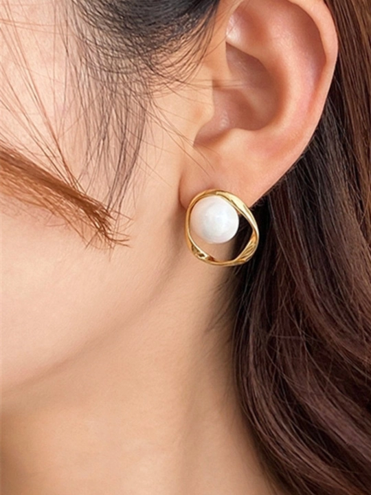 Серьги, сердце, клевер, бижутерия, женские, вишня, жемчуг, YSL - 