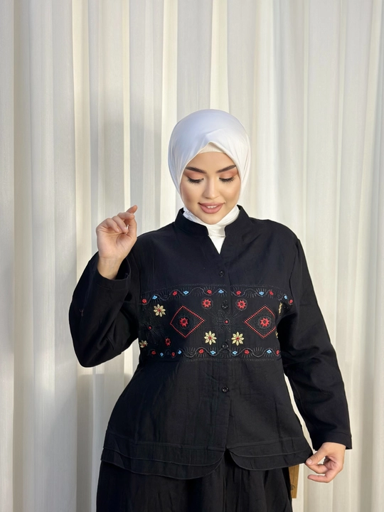Ikki qismli to'plam ayollar uchun, muslin matosidan, standart o‘lcham, 46-50