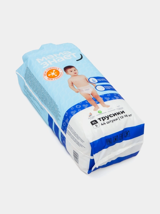Mama znaet premium 5 xl o'lchamli trusikli tagliklar , 12-18 kg ,44 dona