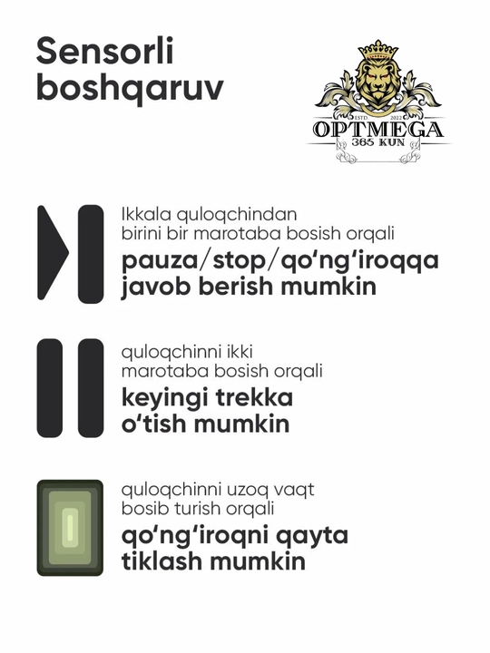 Simsiz quloqchinlar Hi-Fi Pods, sensorli,1+1 iPhone va Android uchun naushnik