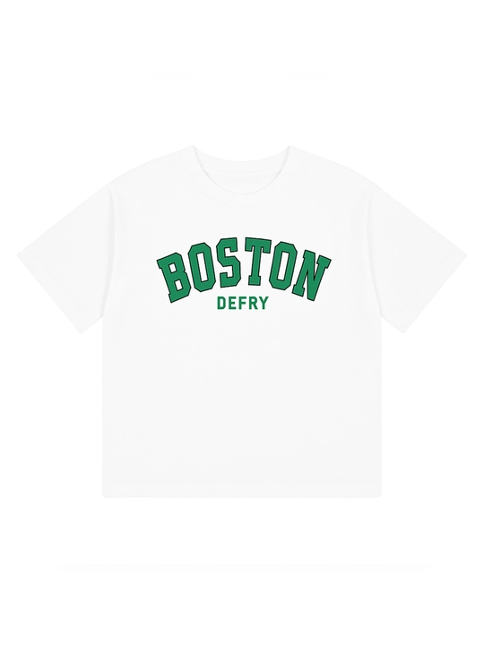 Футболка для мальчиков с принтом BOSTON, оверсайз - 