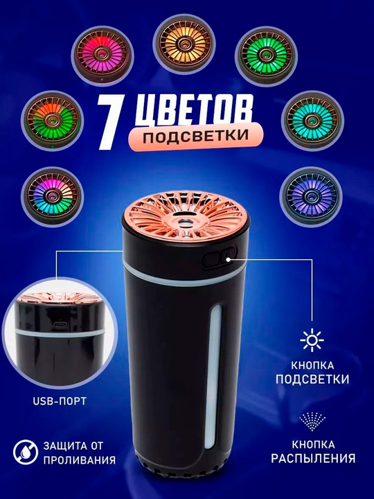 Havo namlagichi va avtomobil hamda uy uchun aromatizator, tungi chiroq, quruq tuman,300 ml