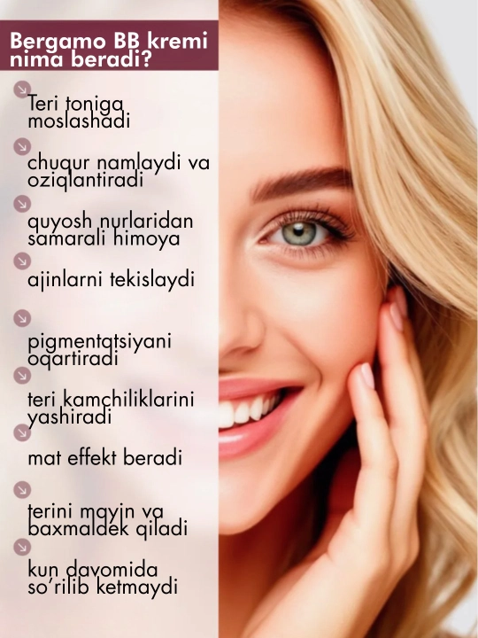 Ko'p funktsiyali tonal ВВ kremi Bergamo Crome Snail SPF 50+, oqartiruvchi, 50 ml
