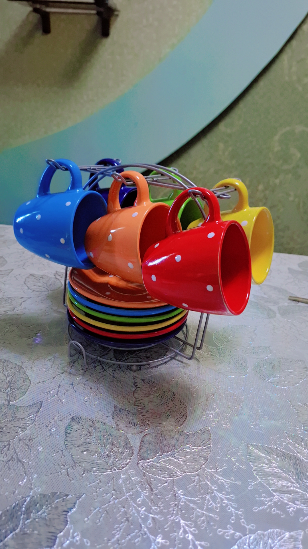 Чайный сервиз, набор на 6 персон, яркий горошек