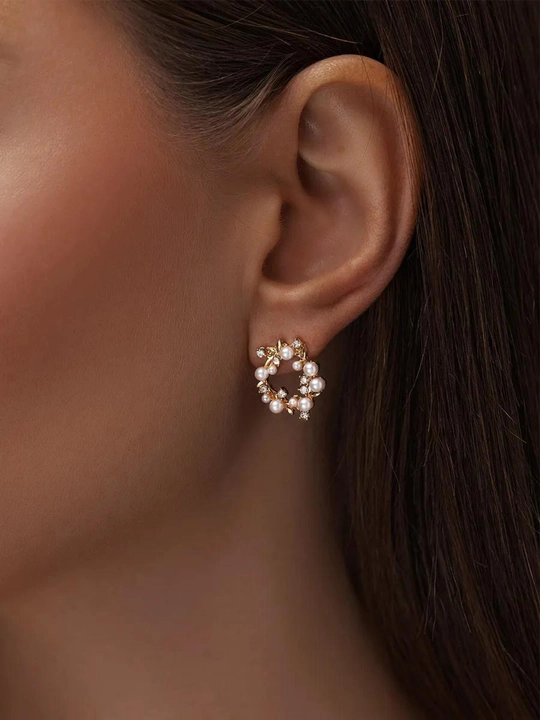 Серьги, сердце, клевер, бижутерия, женские, вишня, жемчуг, YSL