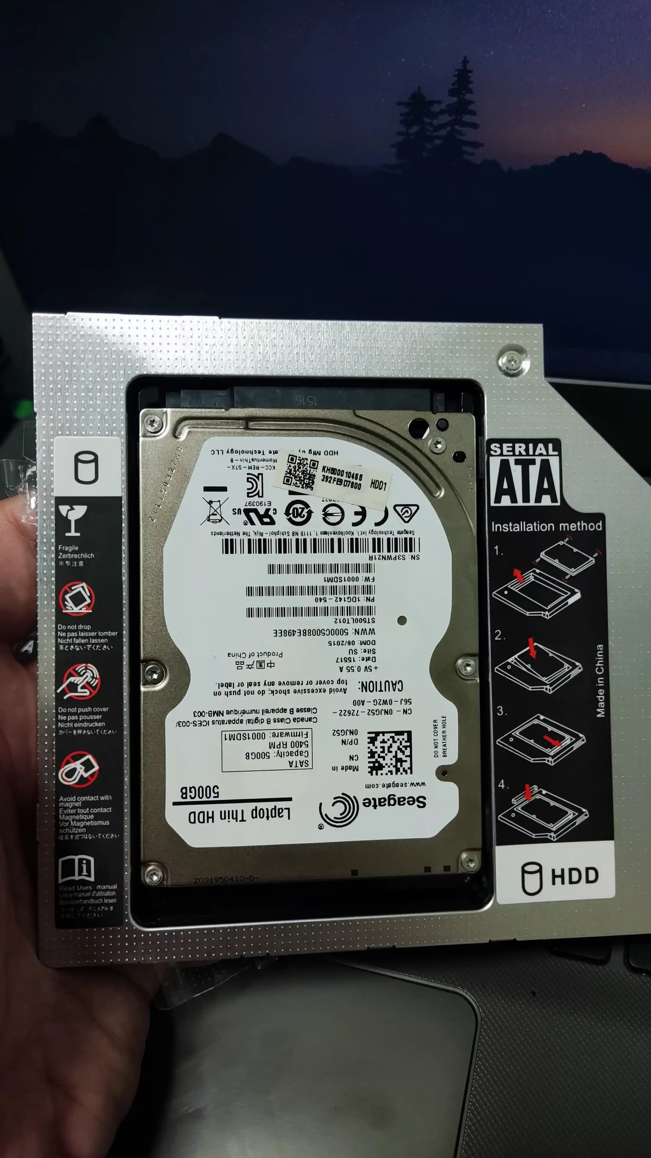 Универсальный HDD Caddy 2.5 для установки в ноутбук и жесткий диск, 9.5-12.7 мм