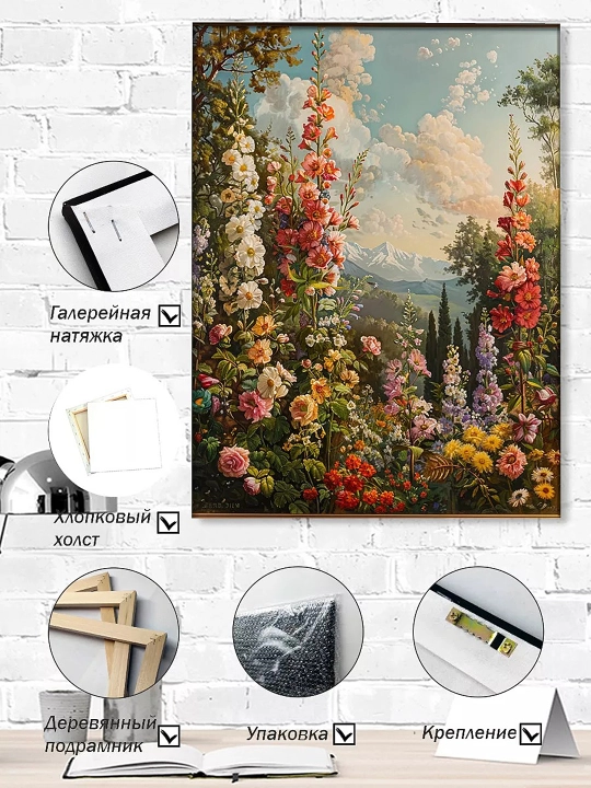 Interyer rasm ARTERY, holstga bosilgan kartina, yog‘och podramnikli poster, 40×50 sm