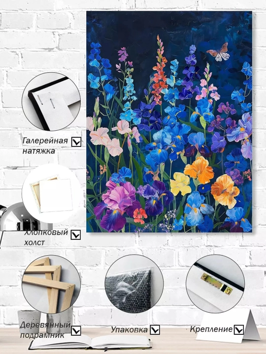 Interyer rasm ARTERY, holstga bosilgan kartina, yog‘och podramnikli poster, 40×50 sm
