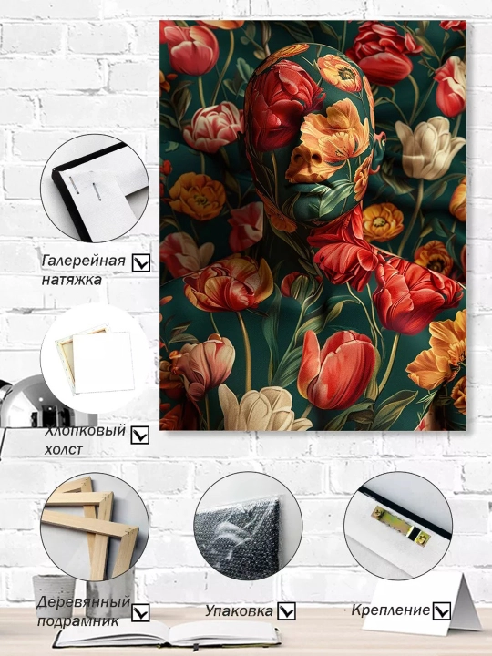 Interyer rasm ARTERY, holstga bosilgan kartina, yog‘och podramnikli poster, 40×50 sm