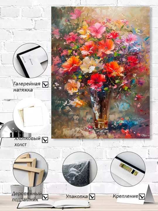 Interyer rasm ARTERY, holstga bosilgan kartina, yog‘och podramnikli poster, 40×50 sm