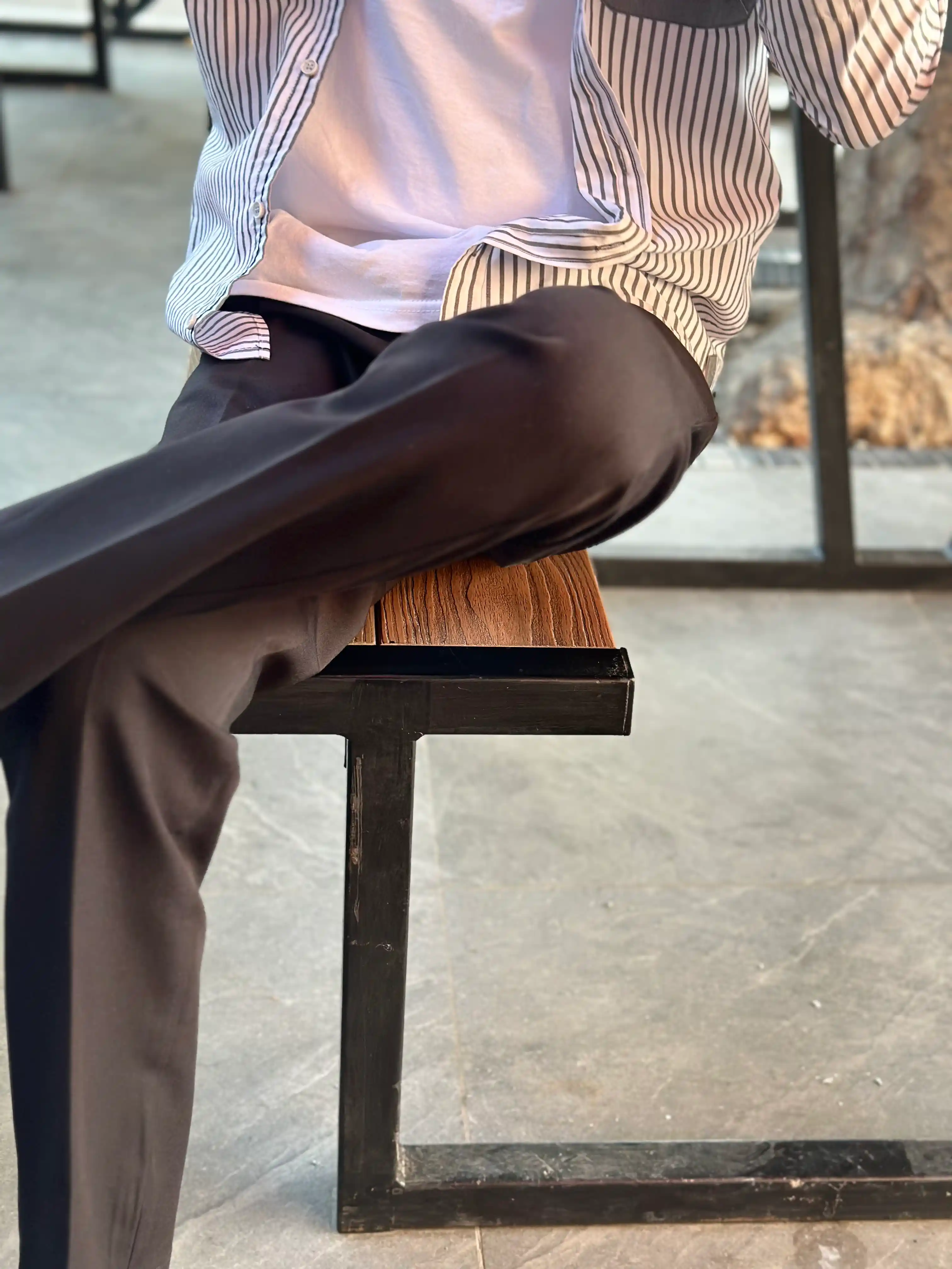Erkaklar uchun yo'l-yo'l ko'ylak, paxta, bahor-yoz-kuz, Slim fit