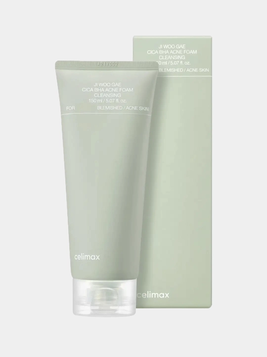 Кислотная пенка для проблемной кожи Celimax Ji Woo Gae Cica BHA Acne Foam Cleansing Foam