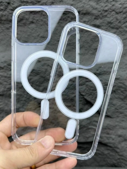 Chexol MagSafe iPhone 7, 8, X, 11, 12, 13, 14, 15,16,17,Pro,Max,mini uchun,shaffof,silikon