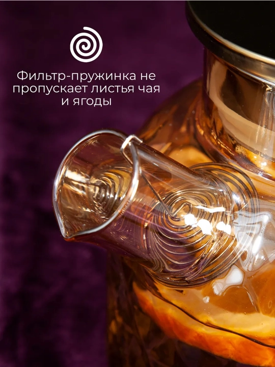Issiqlikka chidamli shishadan, prujina elakli shisha choynak
