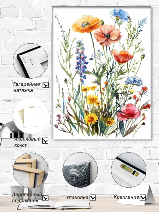 Interyer rasm ARTERY, holstga bosilgan kartina, yog‘och podramnikli poster, 40×50 sm