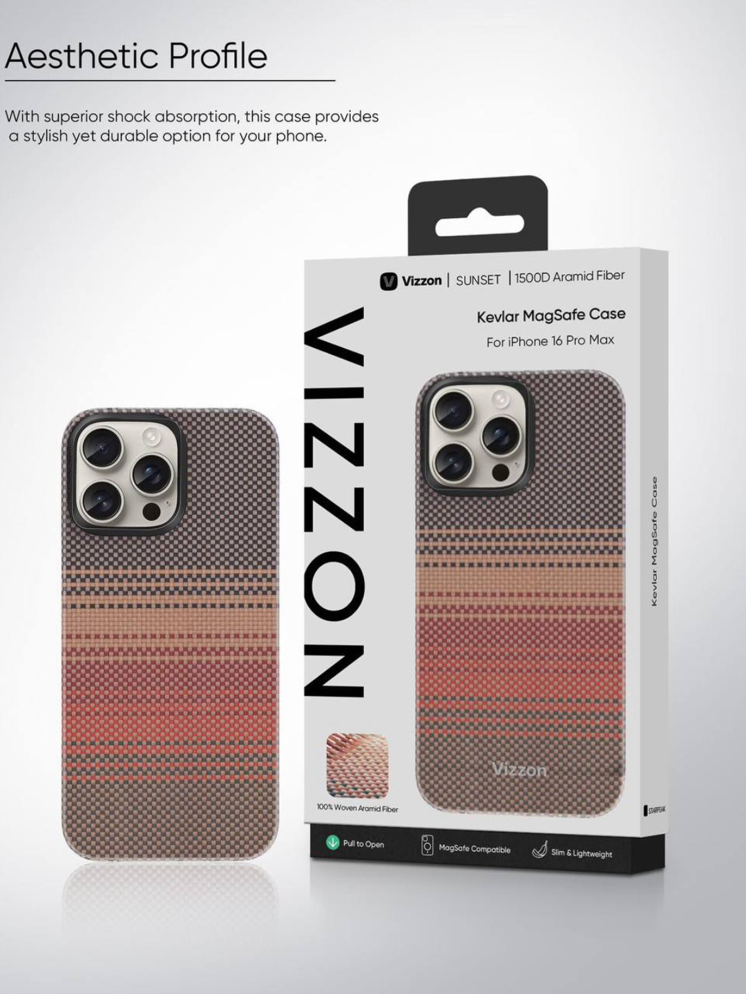 IPhone 16 Pro Max / 16 Pro uchun g'ilof, VIZZON