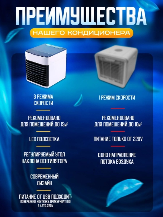 Mini konditsioner, namlagich va havo sovutgich Arctic Air, portativ 4 tasi 1 da