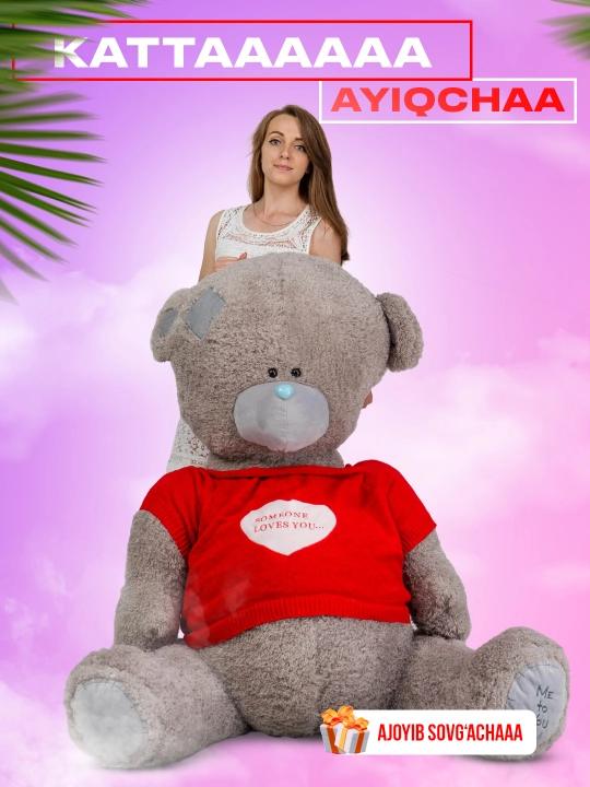 Yumshoq o‘yinchoq, Teddi ayiq, ayiqcha, 50 sm to 300 sm gacha - 