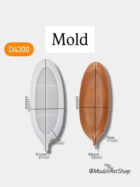 Mold, silikon qolip, smola va gips uchun, forma barg - 