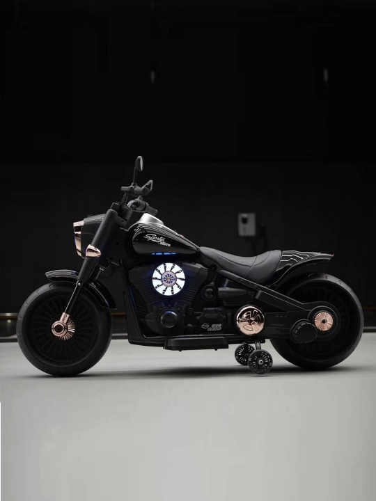Bolalar uchun ikki g'ildirakli, ikki o'rindiqli elektr mototsikli, yon g'ildiraklari bilan 818