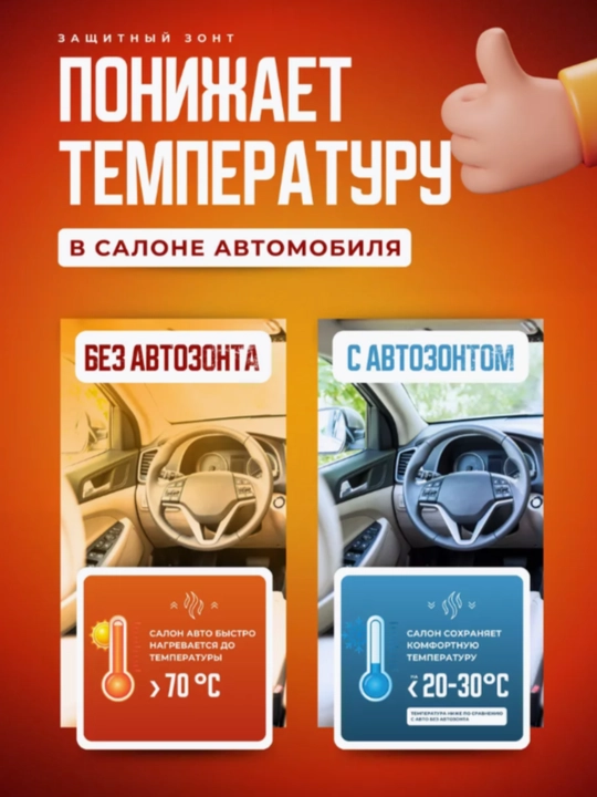 Зонт на лобовое стекло автомобиля, от солнца, тент, универсальный, 70 * 140