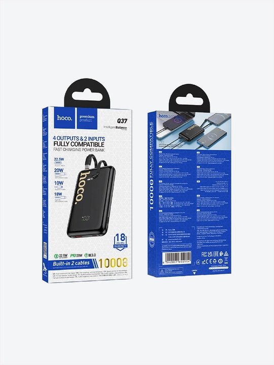 Tashqi akkumulyator Hoco Q34/Q37/Q32, 10000 mA/soat, portativlo, 22.5 Vt