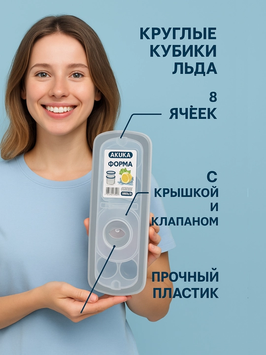 Форма для льда, из силикона и пластика, ёмкость контейнер для приготовления льда