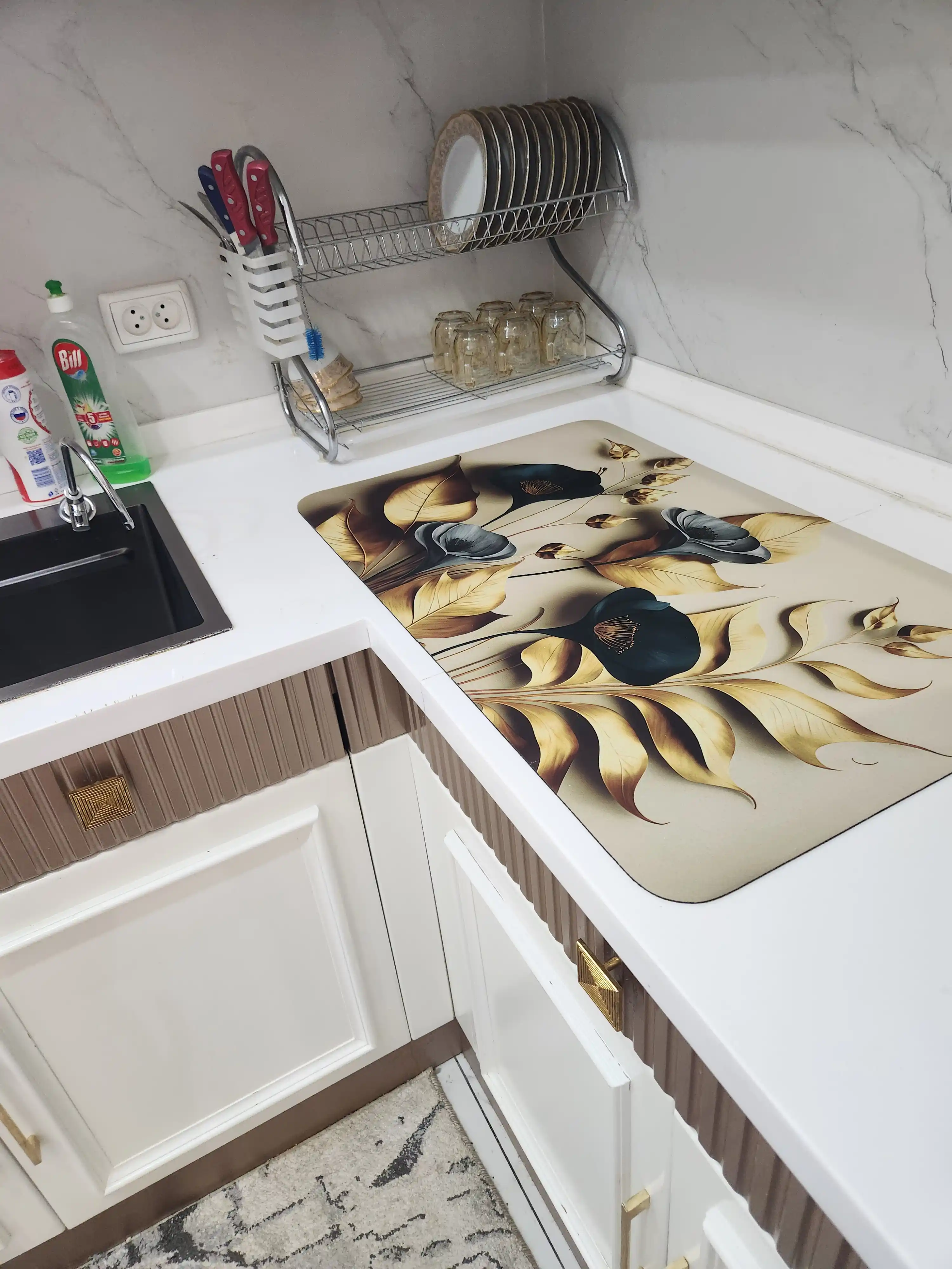 Нескользящие 3D коврики для сушки посуды, резиновые