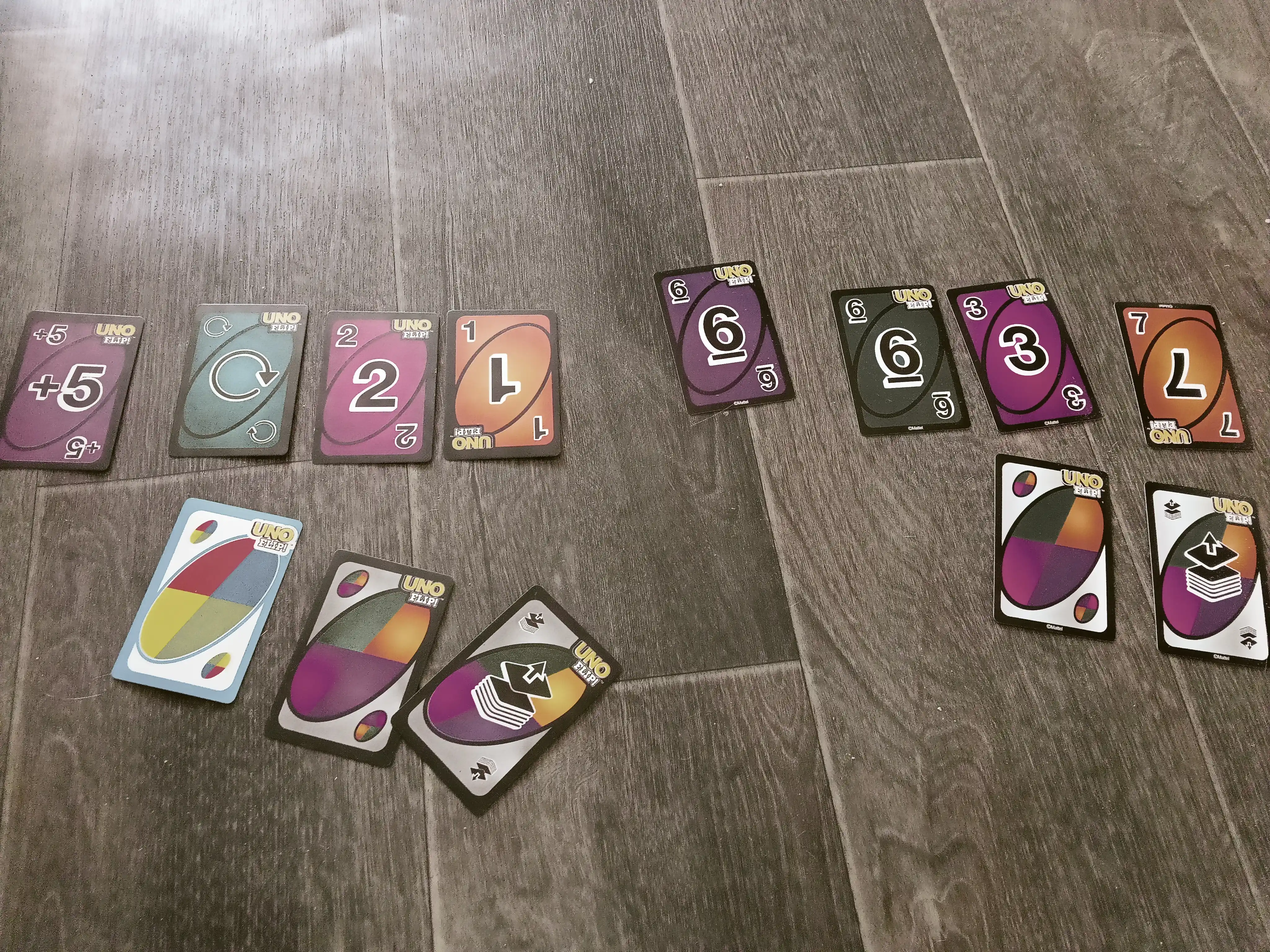Stol o'yinlar UNO, Skip bo, No mercy, Flip, All wild