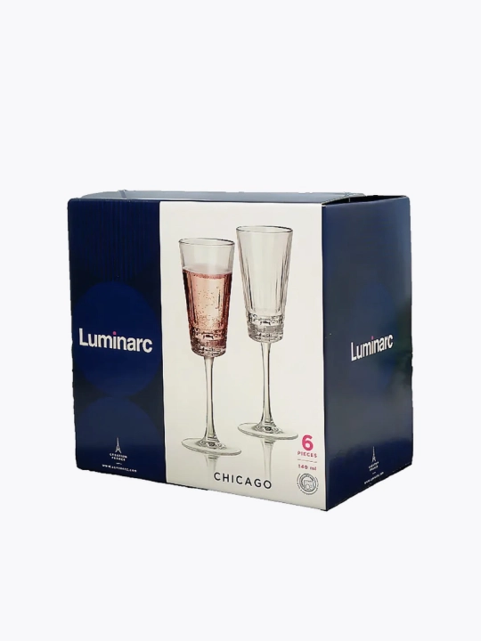 Luminarc "Chikago" shampan vinosi uchun bokallar to‘plami, 140 ml, 6 dona