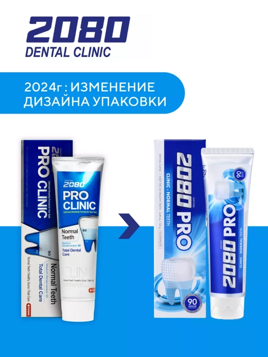 Зубная паста для взрослых от 12 лет отбеливающая зубы и десны Dr.clinic 2080, Корея 120 мл