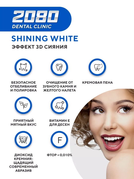 Зубная паста для взрослых от 12 лет отбеливающая зубы и десны Dr.clinic 2080, Корея 120 мл