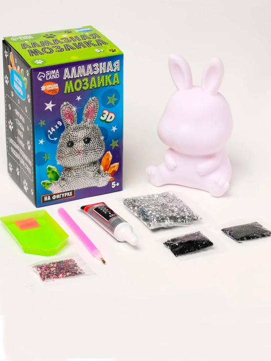 Алмазная мозаика на фигурке для детей Милый зайчик, полное заполнение