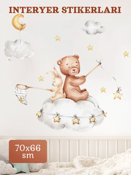 Interyer stikerlari bolalar xonasi, uy, ofis, oshxona devorlariga yopishtirish uchun oboy