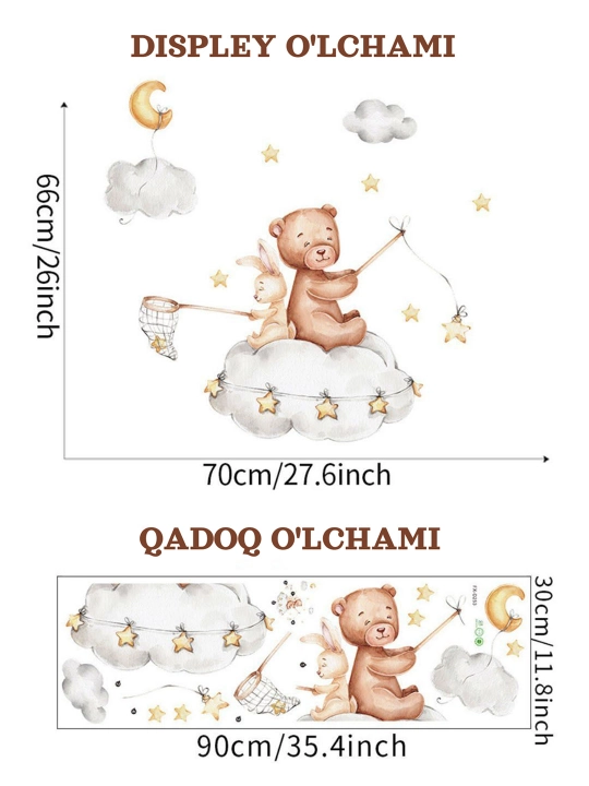 Interyer stikerlari bolalar xonasi, uy, ofis, oshxona devorlariga yopishtirish uchun oboy