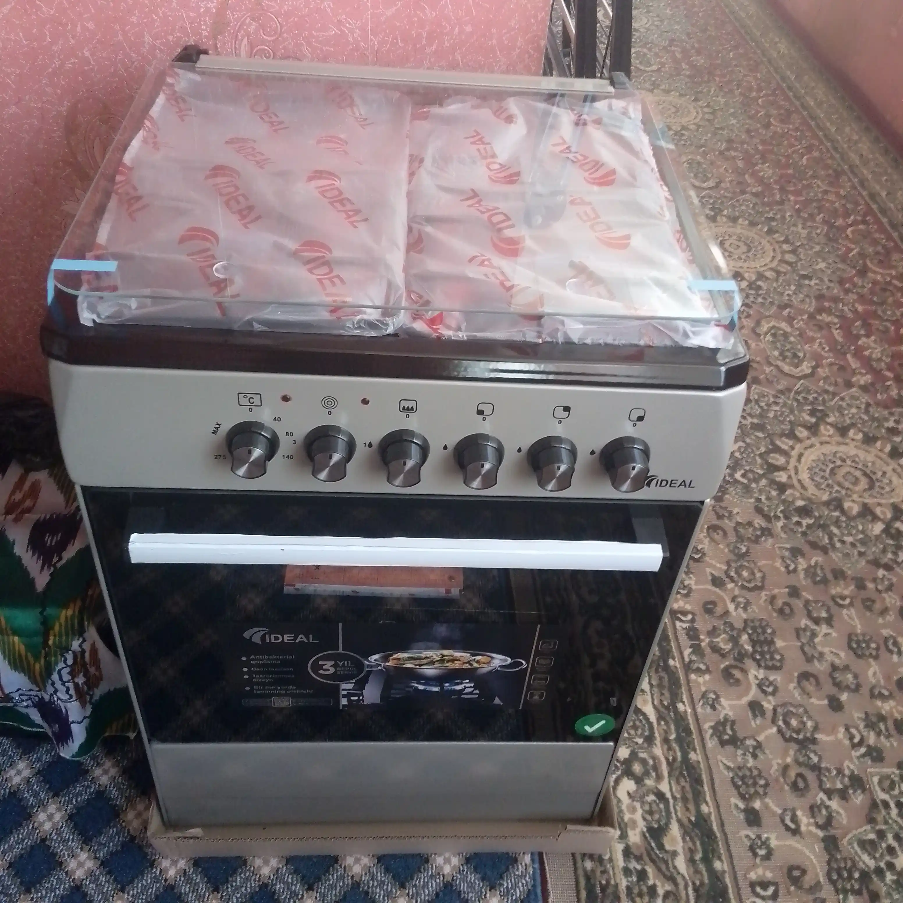 Gaz plita Ideal L305, 3+1 konforkali, pech hajmi 65 litr, 60 * 60