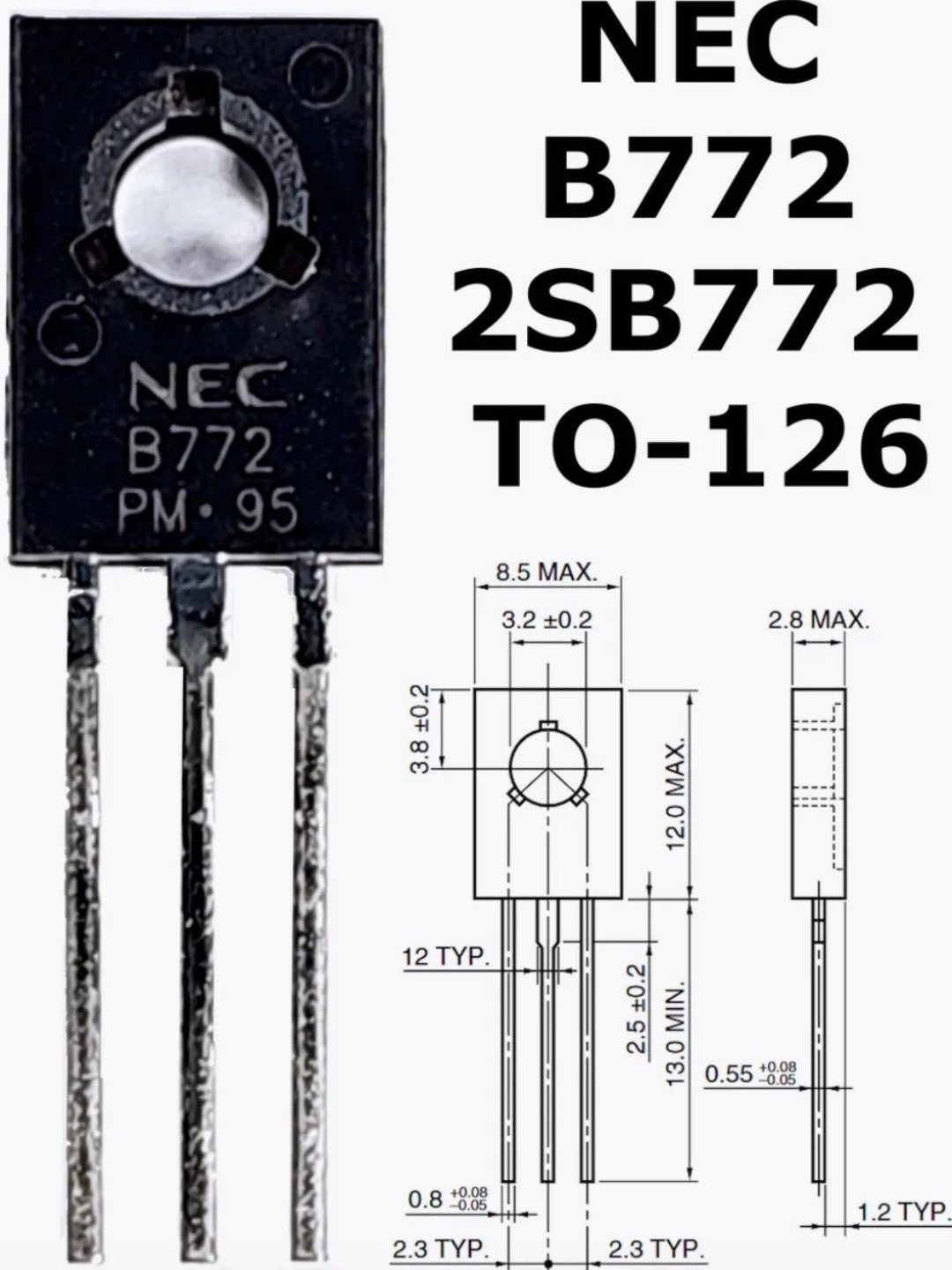 100 Stück D882 Transistor 3A TO-126 NPN 3 Pin PCB durch das 2-polige Loch, Transistor 30V 3A 1,25W